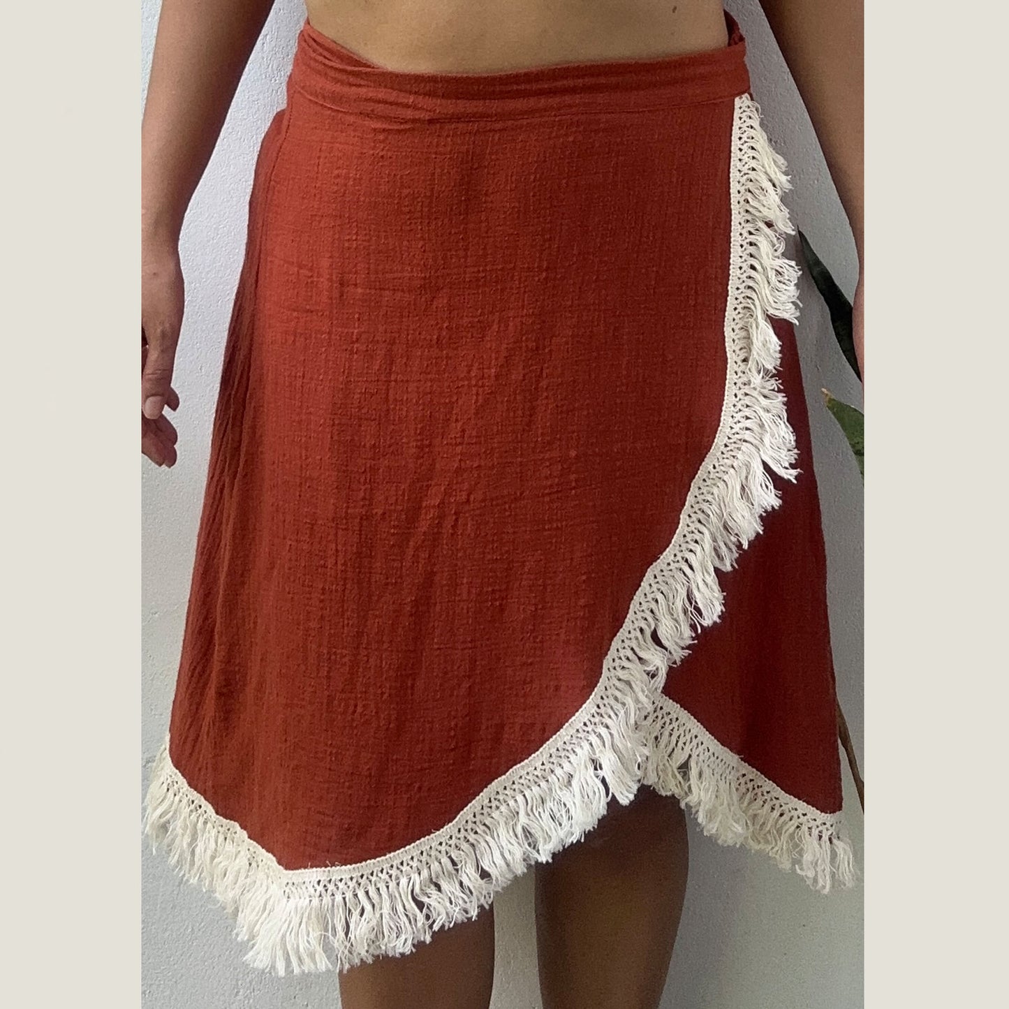 'LUNA' Wrap Midi Skirt - Terracotta