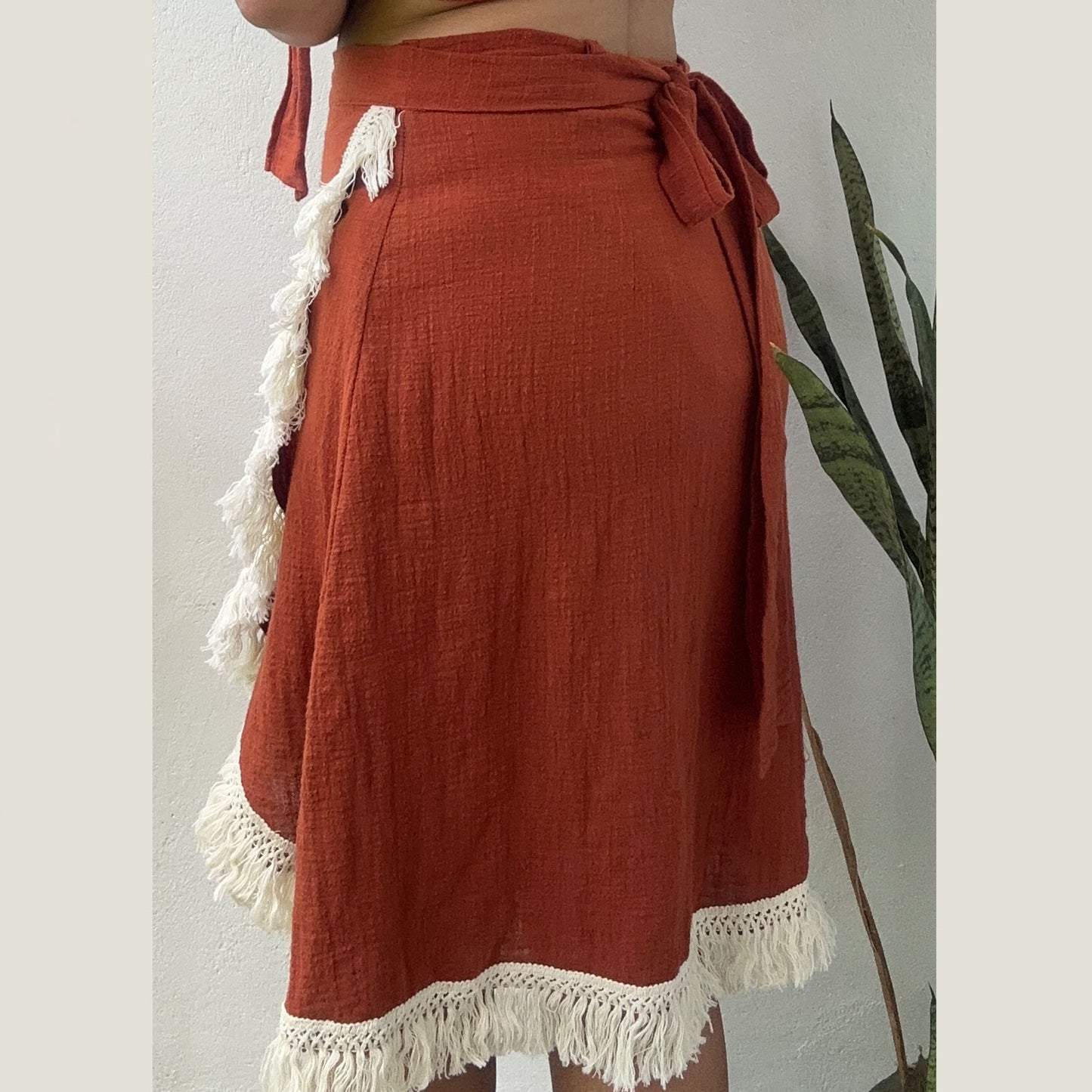 'LUNA' Wrap Midi Skirt - Terracotta