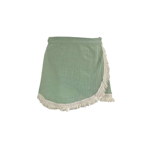 'LUNA' Wrap Mini Skirt - Sage