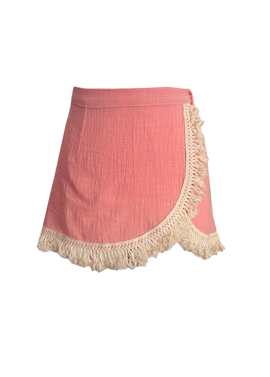 'LUNA' Wrap Mini Skirt - Lotus