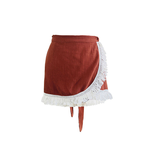 'LUNA' Wrap Mini Skirt - Terracotta