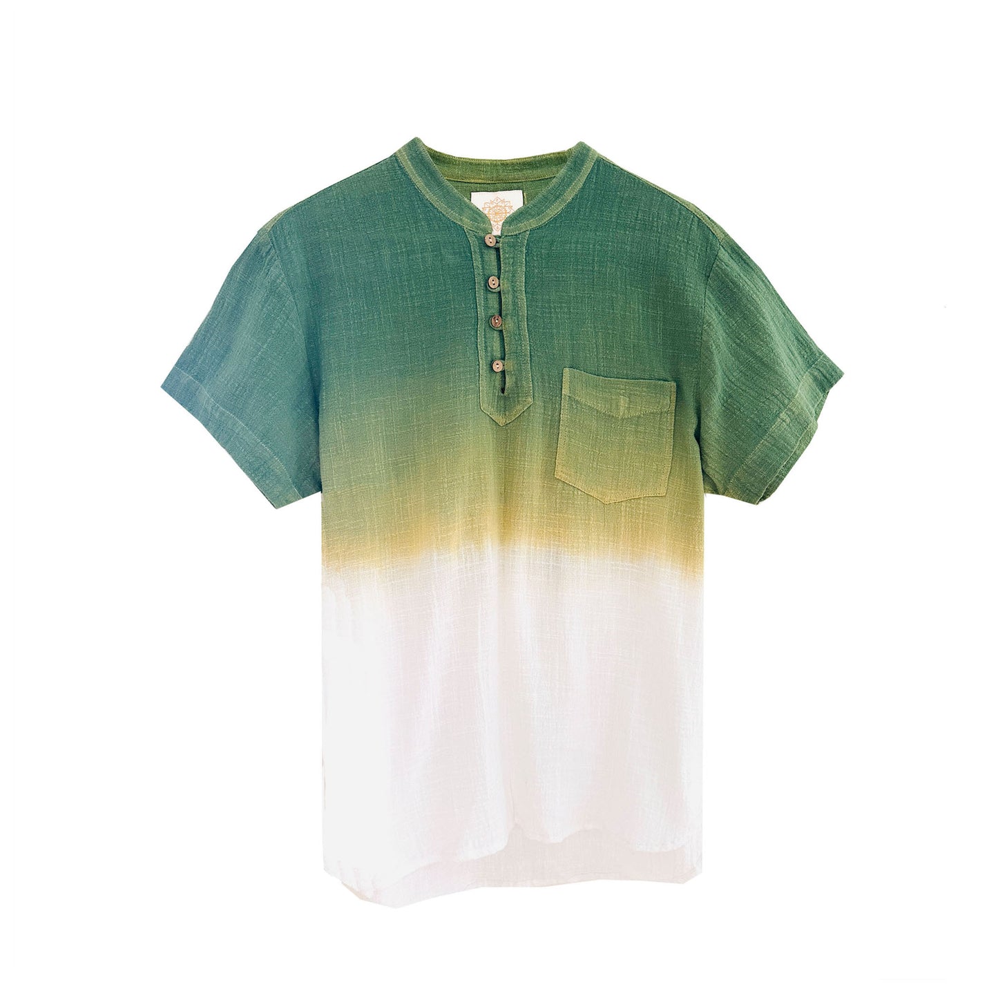 ‘KĀNE’ Plant Dyed Men's Shirt - Half Buttoned Collarless
