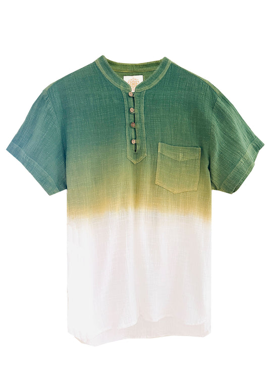 ‘KĀNE’ Plant Dyed Men's Shirt - Half Buttoned Collarless