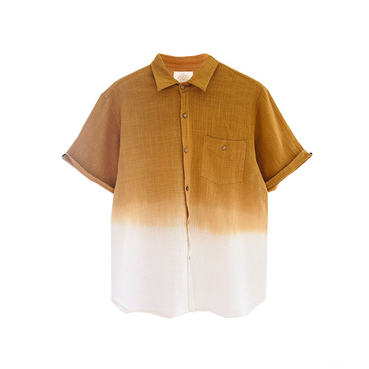 ‘KĀNE’ Plant Dyed Full Buttoned Men's Shirt - Sand