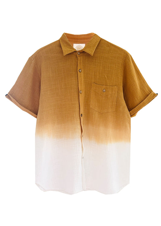 ‘KĀNE’ Plant Dyed Full Buttoned Men's Shirt - Sand