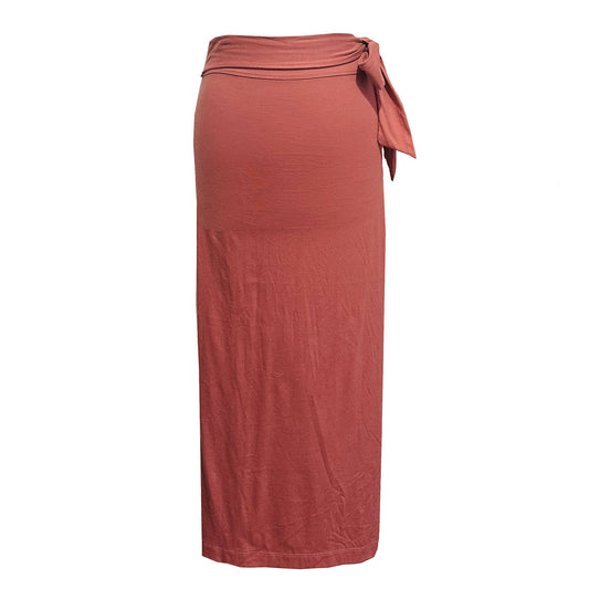 'PARADISE' Long Slit Skirt - Coral