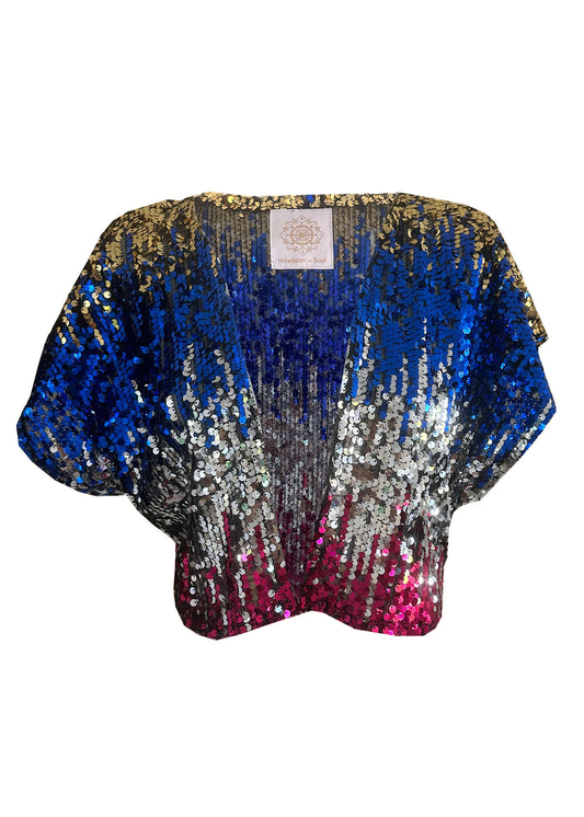 'PLAY' Mini Sequin Cape