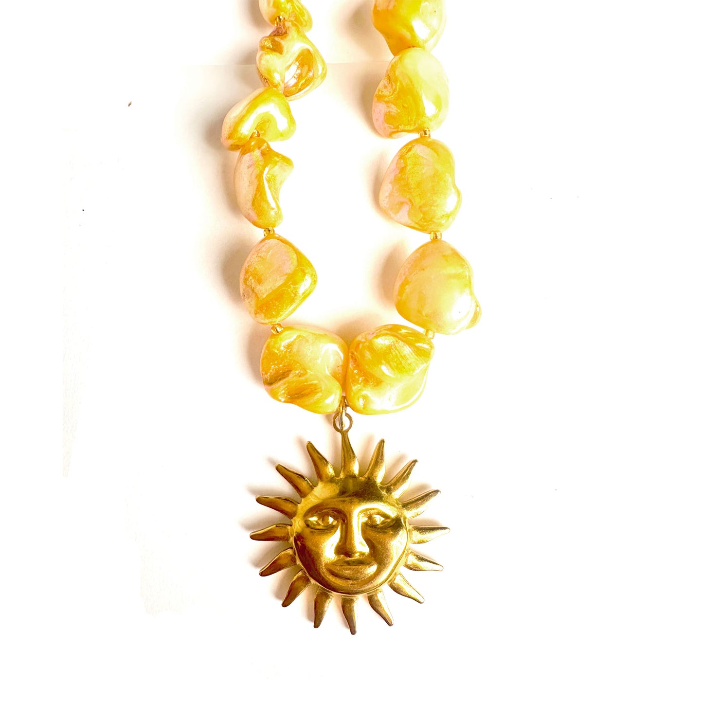 SUN Yellow Aura Quartz Crystal Necklace
