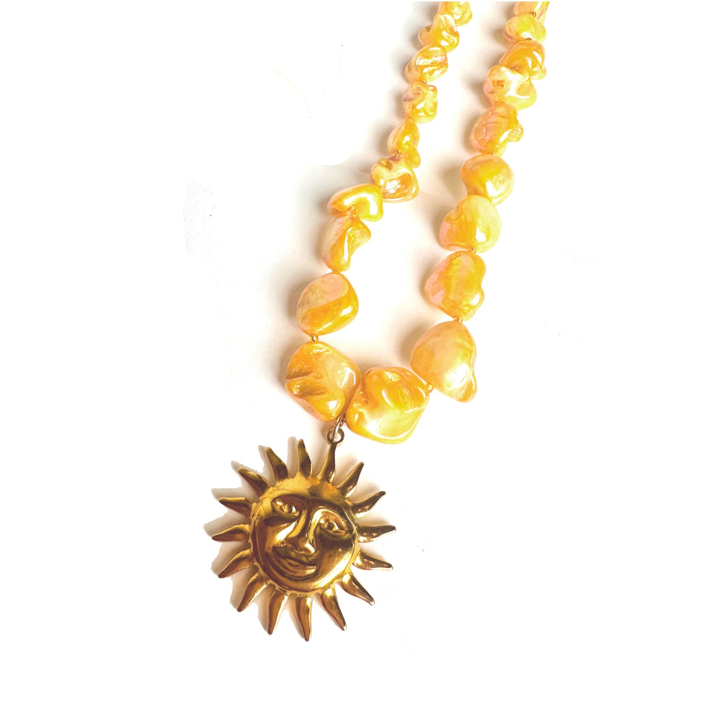 SUN Yellow Aura Quartz Crystal Necklace