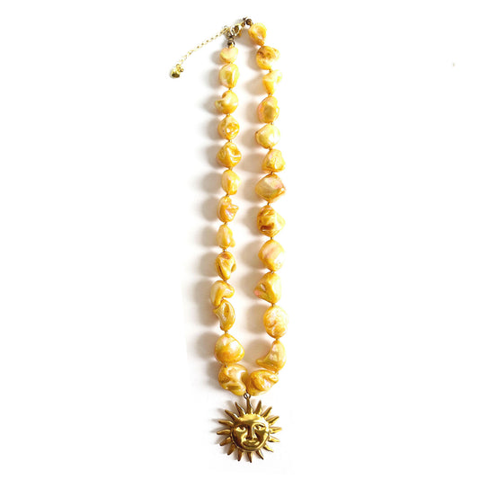 SUN Yellow Aura Quartz Crystal Necklace