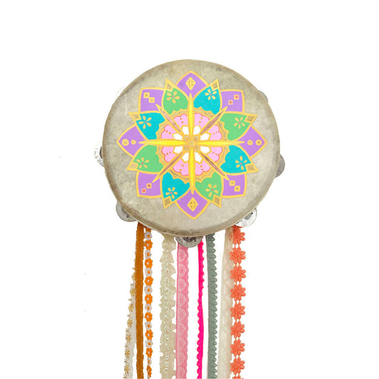 MANDALA Hand Painted Ribbon Tambourine