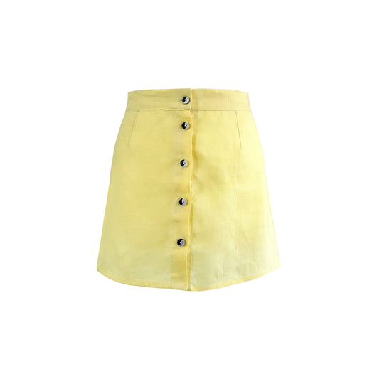 'ZEN' Linen Skirt - Lemon