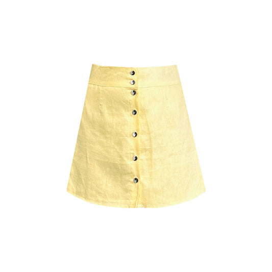 'ZEN' Linen Skirt - Lemon